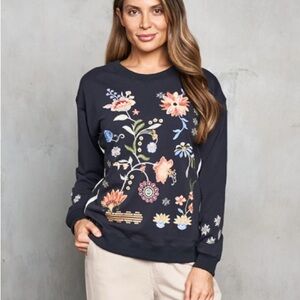 Slate Floral Embroidered Women's Sweatshirt